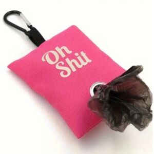 Pink Oh Sh*t Dog Poop Waste Bag Dispenser Canvas Funny Pet Leash